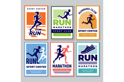 Running club poster. Marathon winners sportsmen athletes fitness for h