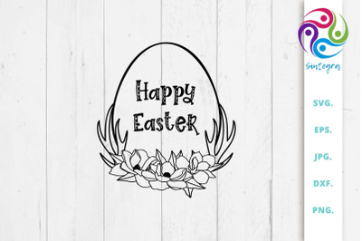 Floral Egg Happy Easter SVG Cut File