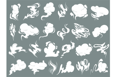 Smell clouds. Smoke from vapour or food toxic smell vector cartoon sha