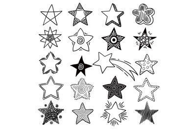 Stars doodle. Celebration happy lighting symbols cosmos shapes space s