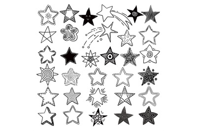 Stars. Space symbols planets elements hand drawn collection space star