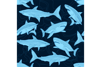 Shark pattern. Nautical ocean sea scare big fish animal tropical seaml