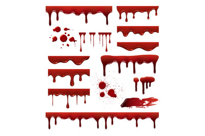 Liquid blood. Red sauces drops splashes blob blood stain vector templa