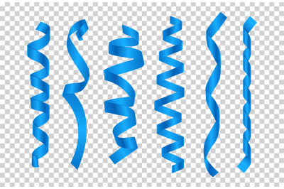 Blue silk ribbons. Satin ribbons vector collection