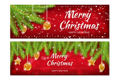 Christmas banners. X-mas New Year flyers template. Holiday vector back