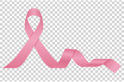 Pink ribbon. Woman breast cancer awareness realistic symbol. Vector si