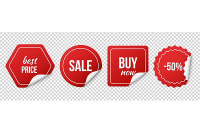 Sale tags. Red sale stickers. Christmas discount labels. Vector promot