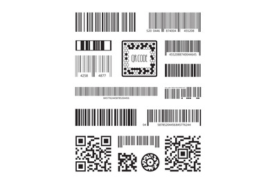 Qr code. Bar code scanning product symbols laser code message vector s