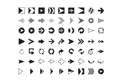 Arrows collection. Modern graphic direction signs computer screen curv