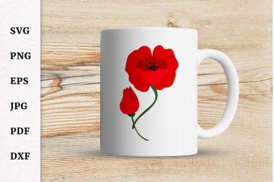 Remembrance Day Poppy Flower SVG Design Cut file