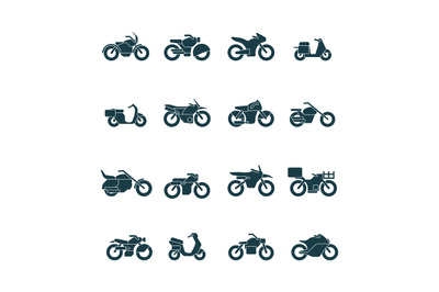 Street bikes symbols. Silhouettes of urban transport cycle touring mot