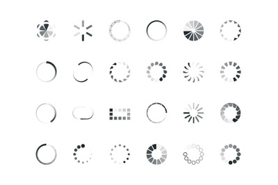 Loading circles. User interface design objects buffering process uploa