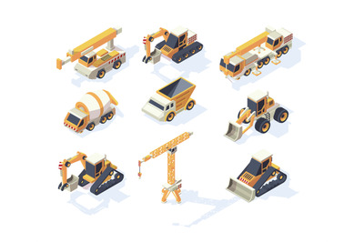 Vehicle constructions. Big cars truck van crane excavator transporter