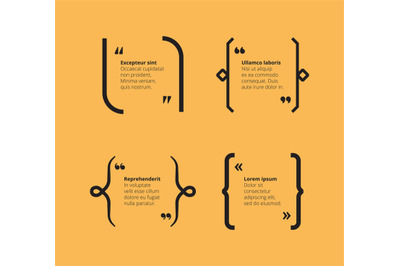 Quotes on yellow. Brackets abstract template with typography quotes an