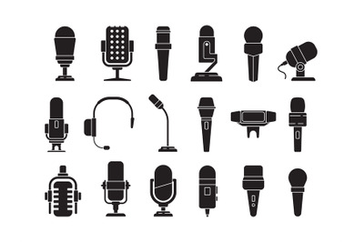 Microphone icon. Sound record studio music speech recorder items vecto