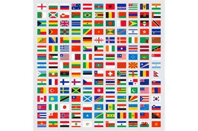 World flags collection. Laws name independent symbols map vector color