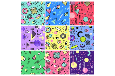 Memphis pattern. Geometrical designs abstract grunge geometrical shape