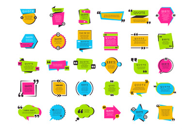 Quote bubbles. Texting marks decoration frame boxes text balloons tags