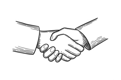 Handshake sketch. Business concept people handshakes vector doodles