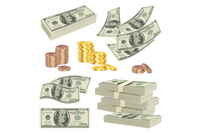 Money realistic. Investment cash dollars banknotes paper gold finance