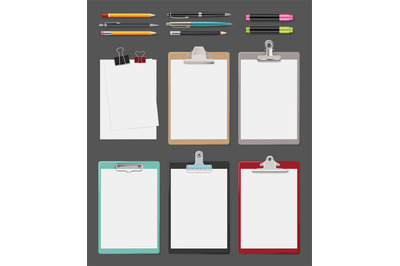 Clipboard. Office supplies blank sheet notes on tablet vector clipboar