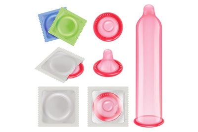 Condoms. Men protection erection latex wrapped condoms contraceptive v