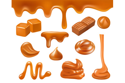 Caramel realistic. Candy sweets liquid food sauces caramel drops and s