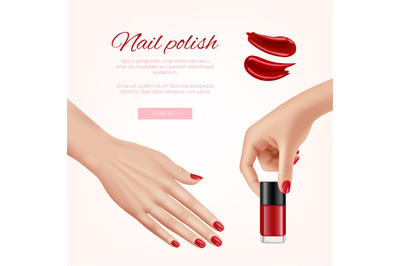 Polish nails ads. Woman beauty cosmetics fashion polish nail different