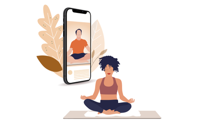 Yoga lesson online, stream live on smartphone