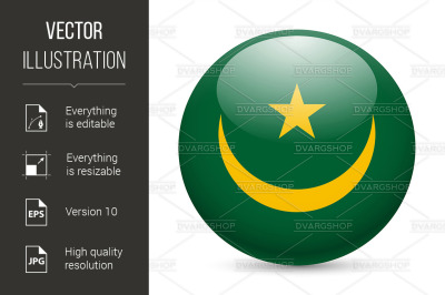 Round glossy icon of Mauritania