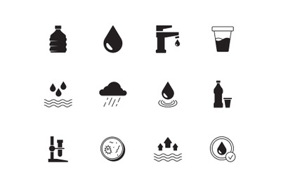 Water icon. Rain splashes drops liquid drinks recycling process refres