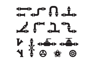 Pipe icons. Metal industry water pipelines valve constructions connect