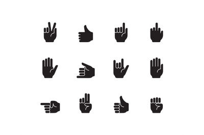 Hand gestures icon. Palm fingers pointing holding numbers from hands o