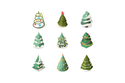 Xmas tree. Stylized new year decorated plants mobius band december sym