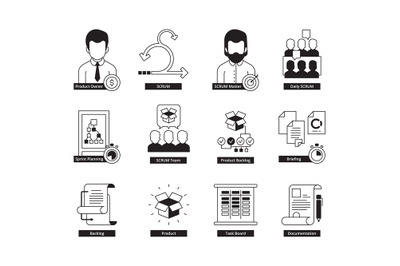 Scrum icon. Agility development methodology business processes iterati