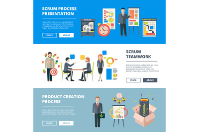 Scrum processes. Teamwork agile sprints software production collaborat