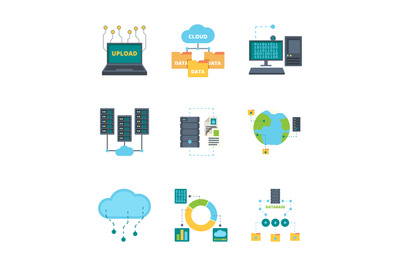 Data center icon. Cloud technology security management data bases comp