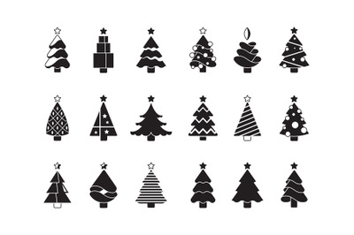 Christmas tree silhouette. Simple symbols of xmas celebration original