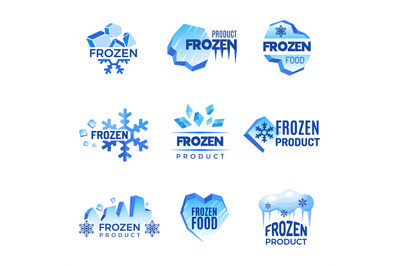 Ice logo. Frozen product abstract badges cold and ice vector symbols