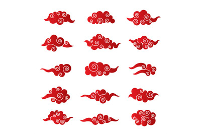 Chinese clouds. Traditional oriental asian decoration vector set weath