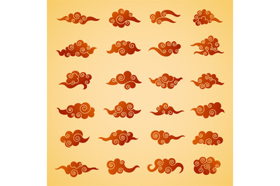 Chinese clouds. Graphic symbols in oriental style asian traditional ob