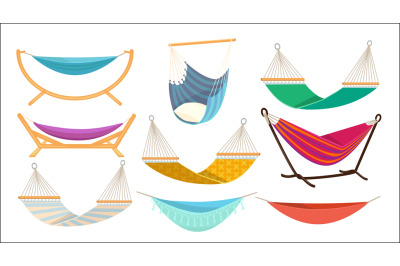 Hammock. Relax time in outdoor decorative colorful fabric hammock hang