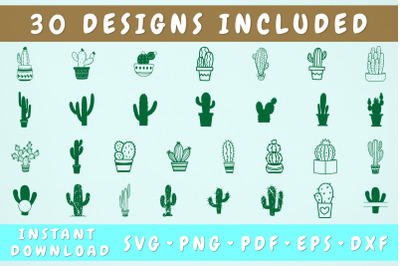 Cactus SVG Bundle - 30 Designs&2C; Cricut Cut Files