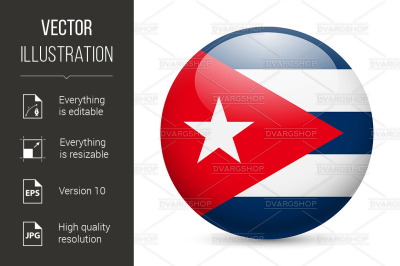 Round glossy icon of Cuba