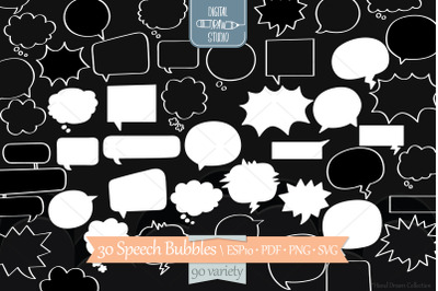 White Speech Bubbles | Comic Book Talk, Thinking Cloud