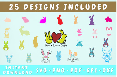 Easter Bunny SVG Bundle - 25 Designs&2C; Cricut Cut Files