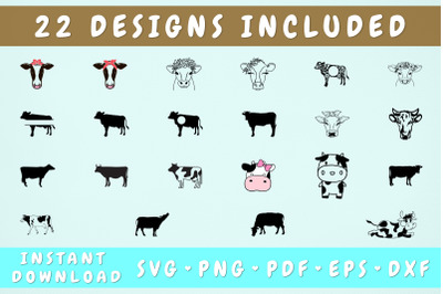 Cow SVG Bundle - 22 Designs&2C; Cricut Cut Files