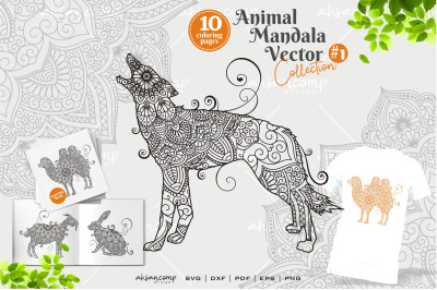 Animal Mandala Vector Coloring Book #1