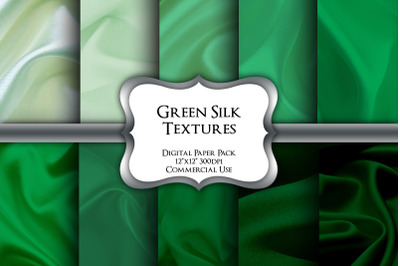 Green Silk Textures Digital Paper Pack
