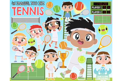 Tennis Clipart - Lime and Kiwi Designs